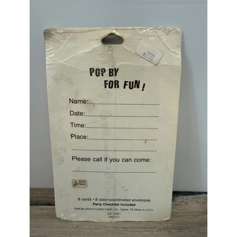 Vintage 1987 Carlton Cards Birthday Party Invitations Jack-in-the-Box Clown 8ct
